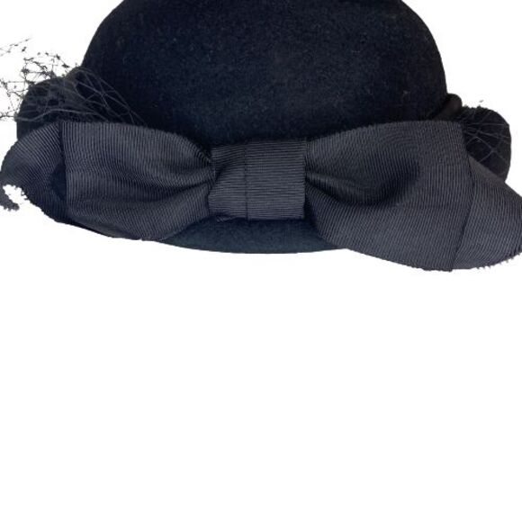 Lancaster Hat Womens Wool Black Netted WPL 4564 USA Steampunk MCM Look - Picture 1 of 10